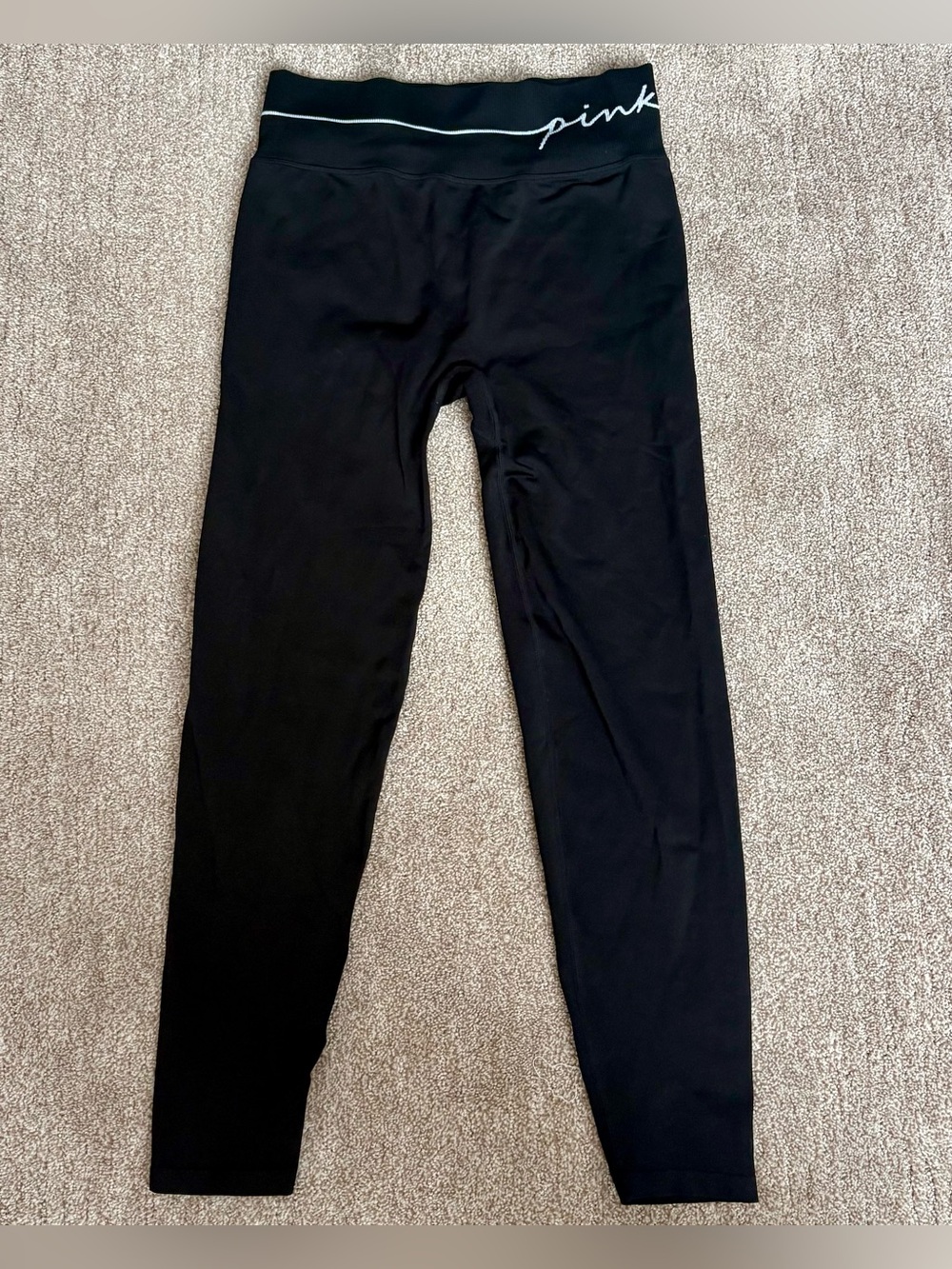 PINK Victoria's Secret Black High-Waist Leggings with Script Waistband
